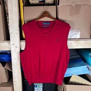 Red Polo Ralph Lauren Pima cotton sweater vest Men's size XL